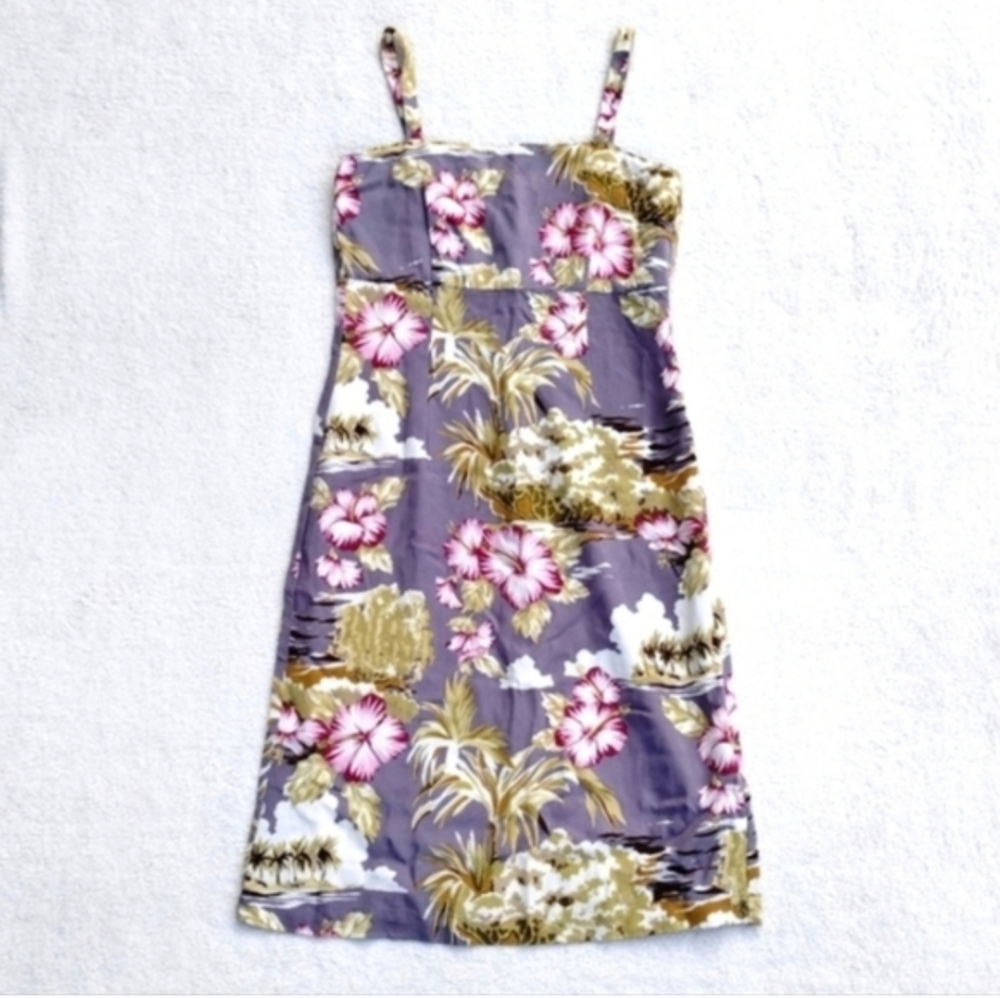 Vintage Patagonia Pataloha Y2K Hawaiian Floral Print Sheath Dress Size 8 Purple